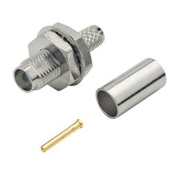 穿壁式SMA母头，压接型，用于RG58U（0.25英寸（6.35毫米）D型孔）线缆的图片