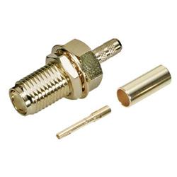 压接式连接器，SMA母头穿壁式，镀金，用于RG174、RG188、RG316线缆的图片