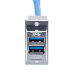 USB 3.0双层堆栈式耦合器线缆，ECF法兰面板安装型，2个A型母头至2个A型公头，镀铬屏蔽ABS外壳，1.5米的图片