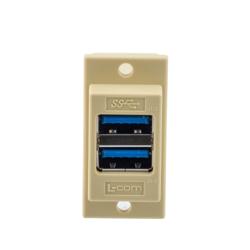 USB 3.0双层堆栈式适配耦合器，ECF法兰面板安装型，2个A型母头至2个A型母头，ABS外壳，象牙白的图片