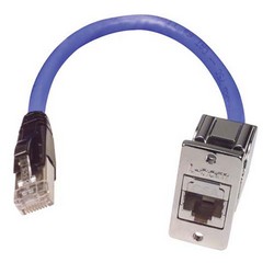 超6类Keystone 110 RJ45插座，带90度端接结构和法兰安装套件的图片