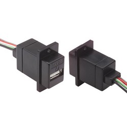 USB 2.0 面板安装耦合器, A 型母头 / 10in ( 25.4 cm) 引线, 黑色的图片