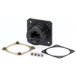 超5类RJ45插座，加固型法兰安装，，阳极化抛光，配备安装硬件的图片