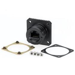 6类法兰安装插座，阳极化抛光，带安装零件的图片