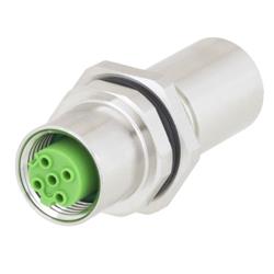 面板安装式屏蔽M12 4针D编码耦合器的图片