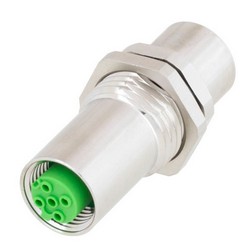 面板安装式屏蔽M12 4针D编码耦合器的图片