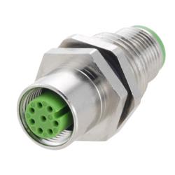 Shielded M12 8 Pin A-code Male to Female Adapter, Panel Mountable的图片