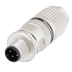 屏蔽M12 4针A编码现场端接公头连接器，22~26AWG的图片