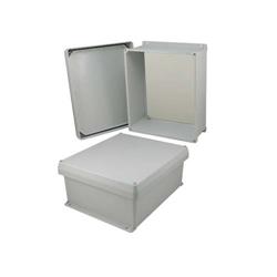 14×12×6英寸（35.6×30.5×15.2厘米）UL®认证NEMA-4X级防风雨接线盒，带非金属安装板和角部固定螺丝的图片