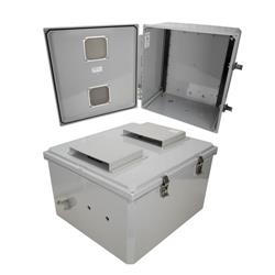 18x16x10 Polycarb Weatherproof NEMA 3R Enclosure, Modified Base DIN Rail Mount Vented Lid Dark Gray的图片