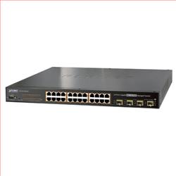 托管式交换机，24个10/100/1000Mbps 802.3at PoE+端口，4个共享SFP端口，440W的图片