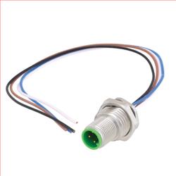 M12 4针A编码公头插座，IP67级，前端安装式，带0.2米导线的图片