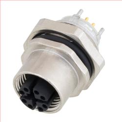 M12 8针X编码面板安装式屏蔽母头插座，后端安装式的图片