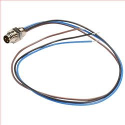 M8 3针公头插座，后端安装式，带0.3米导线的图片