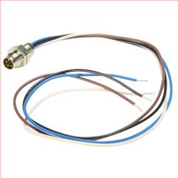 M8 4针公头插座，后端安装式，带0.3米导线的图片