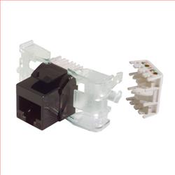 超5类免工具Keystone插座，RJ45 EIA568A/B，黑色的图片