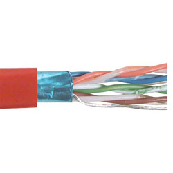 超6类F/UTP线缆，CMR阻燃等级PVC护套，4对26AWG多股导线，红，1000英尺（305米）的图片