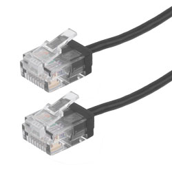 6类千兆级超细型以太网线缆组件，UTP，RJ45公头（插头），32AWG多股，2.6mm外径，CM阻燃级PVC，黑，25.0英尺（7.62米）的图片