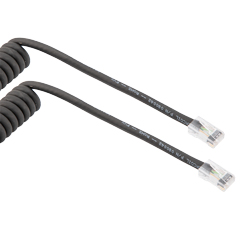 超五类以太网弹簧线组件，90度出线后连接RJ45-RJ45接头，使用UTP 26AWG绞合高柔性工业聚氨酯TPU电缆护套，黑色，长度为4到12英尺的图片