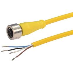 Brad® Ultra-Lock® M12线缆，4针，A编码，IP69K级，母头/预剥线，22AWG，PVC，黄，5米的图片