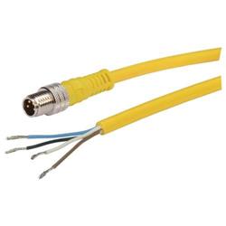 Brad® Nano-Change® M8线缆，4针，IP68级，公头/预剥线，24AWG，PVC，黄，5米的图片