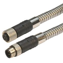 超5类M12 4针D编码SF/UTP铠装工业级线缆，M12公头/M12母头，5米的图片