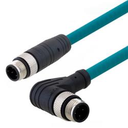 Category 5e M12 4 Position D code Double Shielded  Industrial Cable, Right Angle M12 M / M12 M, 0.5m的图片