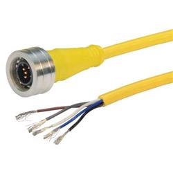 Brad® Ultra-Lock® M12线缆，5针，A编码，IP69K级，公头/预剥线，22AWG，PVC，黄，5米的图片