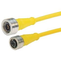Brad® Ultra-Lock® M12线缆，5针，A编码，IP69K级，公头/母头，22AWG，PVC，黄，2米的图片