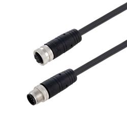 M12 8 Position A-code Industrial Outdoor Assembly, PUR Jacket, M/F, Black, 2.0M的图片