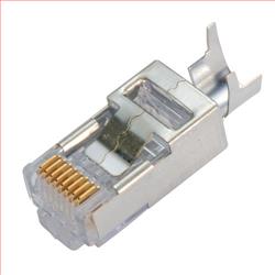 6类屏蔽式水晶头，RJ45（8x8），用于大外径导线，10/袋的图片