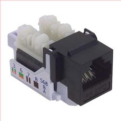 超5类Keystone水晶头母座，110/RJ45（8×8）水晶头，EIA568A/B，黑的图片