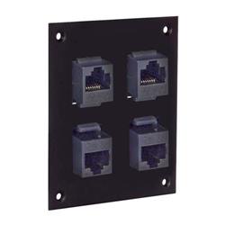 通用子面板，带4个超5类直角非屏蔽式RJ45耦合器的图片