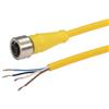 Brad® Ultra-Lock® M12线缆，4针，A编码，IP69K级，母头/预剥线，22AWG，PVC，黄，5米的图片