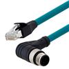 Category 5e M12 4 Position D code Double Shielded Industrial Cable, Right Angle M12 M / RJ45, 1.0m的图片